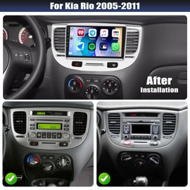 2+64G Car Radio for Kia Rio 2005-2011 with Wireless Carplay Android Auto,9 inch Touchscreen Kia Rio Car Stereo Radio Support Mirror Link WiFi GPS Navigation Bluetooth FM RDS EQ SWC Backup Camrea