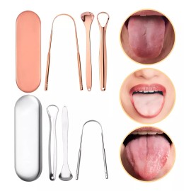 Veraly Kit Limpieza Bucal Raspador De Lengua Oral Estuche Lingual Color Plata