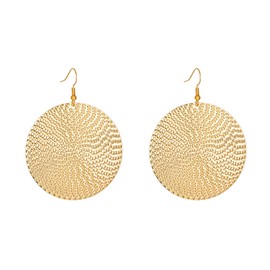 Anmpab Boho Large Disc Earrings for Women Vintage Geometric Hammered Round Circle Drop Dangle Earrings Statement Jewelry (Gold)