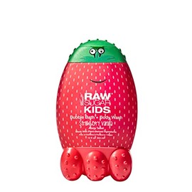 RAW SUGAR, Burbujas + Jabón Líquido Corporal, para Niños de 3 Años y Más, Aroma a Fresa y Vainilla, Prensado en Frío, Vegano, Libre de Sulfatos y Para
