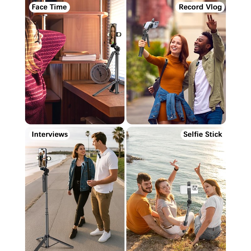 Yeaki Vlogging Kit for iPhone/Android, 71" Selfie Stick Tripod for