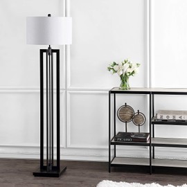 SAFAVIEH Lighting Collection Tanya Tower Modern Farmhouse Rustic Industrial Black 59-inch Living Room Bedroom Home Office Standing Floor Lamp (LED Bulb Included)