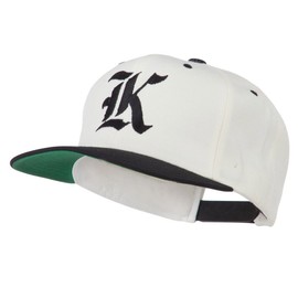 Old English K Embroidered Flat Bill Cap - Natural Black OSFM