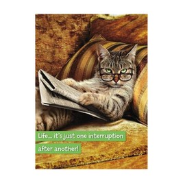 Tabby Cat Reading Newspaper Any Occasion Humour Card