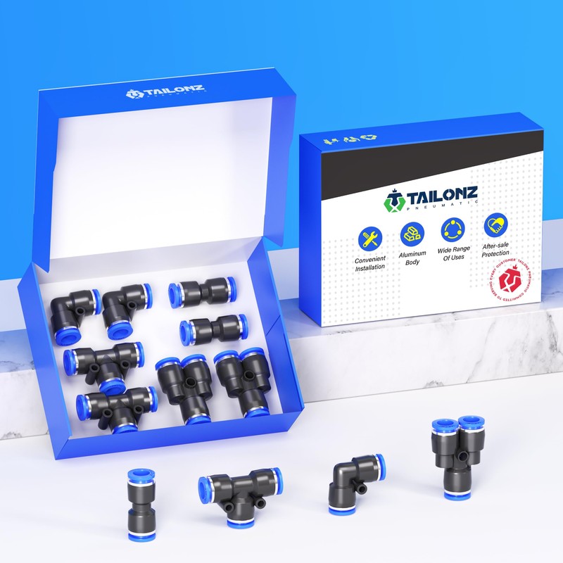 TAILONZ PNEUMATIC 10mm od Push to Connect Fittings Pneumatic Fittings