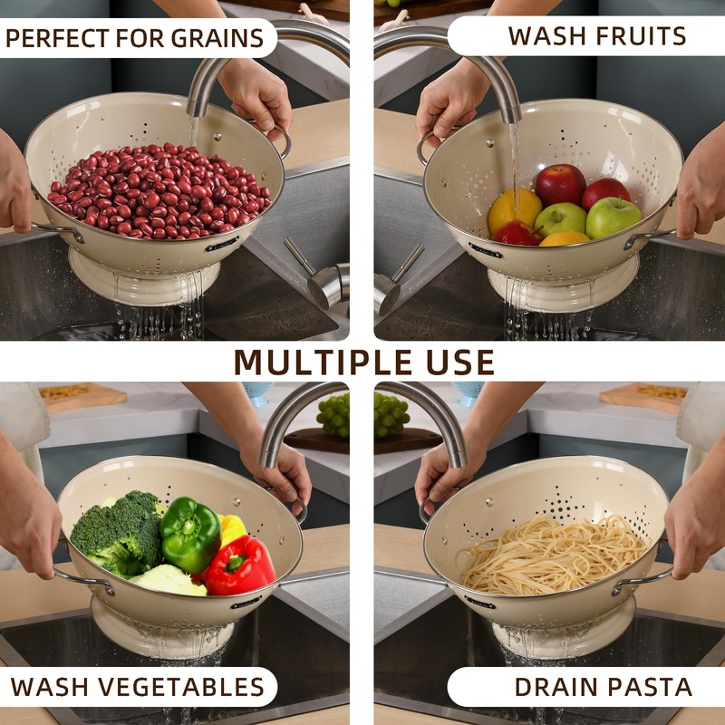 Metal Colander 2 Pack, Strainer Bowel with Handles 2Qt &