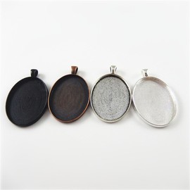 GraceAngie 8pcs/lot Oval Pendant Trays - Mixed Color - 40 x 30 mm - Pendant Blanks Cameo Bezel Settings Jewelry Finding Fit DIY Decor