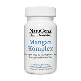 NatuGena Manganese Complex, Gluconate, Bisglycinate, Citrate, Contributes to Healthy Energy Metabolism, 120 Capsules (120 Day Pack)