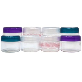 Good To Go Cosmetic, Lotion, and Face Cream Jars with Leak Shield - 2 Ounce Plastic Bottles - Assorted (Pack of 8)