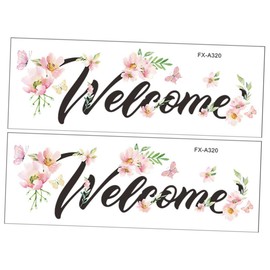 Yardenfun 2pcs Welcome Wall Sticker Large Welcome Letters Welcome Home Wall Stickers Pvc Pink Gourd Coffin