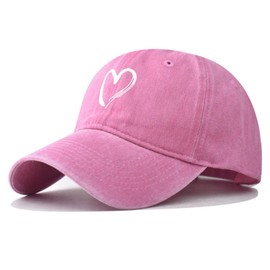 MAZELIKEHOOD Baseball Cap Adjustable Unisex Cotton Breathable Casual Sport Heart Sun Hat for Women Men Pink