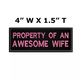 Athena Brands Property of An Awesome Wife Funny Embroidered MC Club Biker Vest Patch PAT-3878