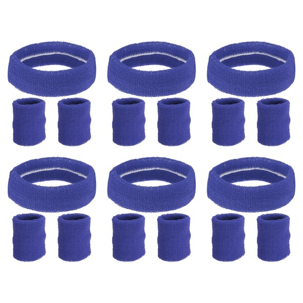PATIKIL Sweatbands Headband Wristband, 6 Set/18Pcs Sweatband Terry Cloth for
