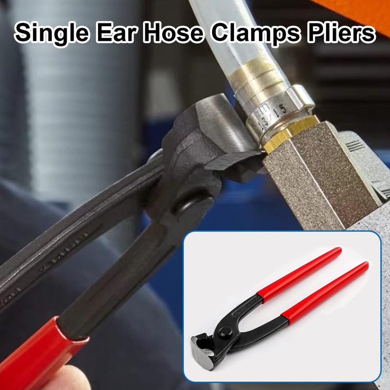 Tnisesm Ear Clamp Pliers 9 inch, Hose Clamp Crimping Tool,