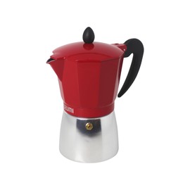 IMUSA USA Red Aluminum Stovetop 6-cup Classic Italian and Cuban Espresso Maker (B120-43T), Silver/Red