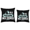 Funny Professional Milk Drinker Milk Splash Farmers Throw Pillow