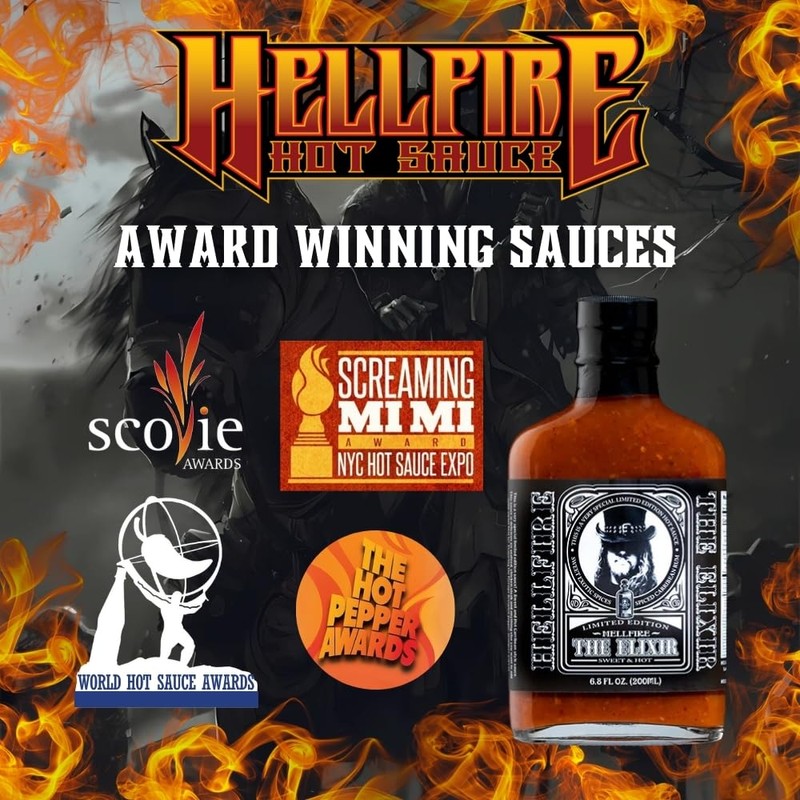 Hellfire The Elixir Hot Sauce, Gourmet, Award-Winning Fruit-Based Sauce, Made