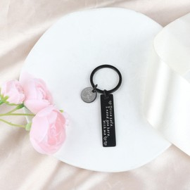 Black Drive Safe Keychain, Engraved “Drive Safe I Need You Here With Me, Love You”, Perfect Drive Safe Keychain for Him or Keychain for Boyfriend, Stainless Steel, 1.97X0.47 Inch