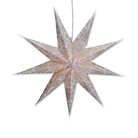 Illuminated 5-Point Star in White - 60 cm Paper Star, Christmas Star including Cable with Switch, 3.5 Metres