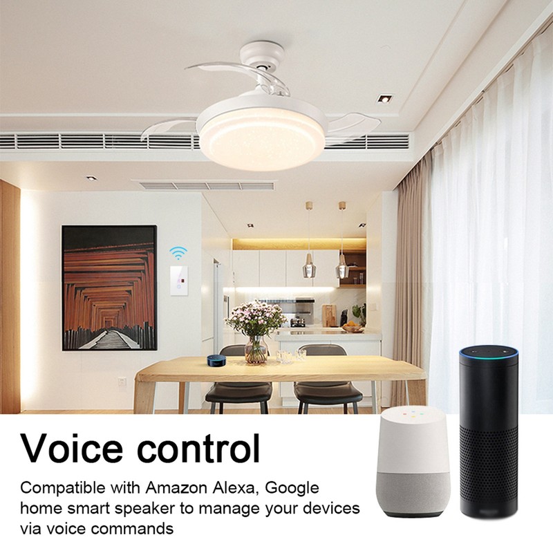 Tuya WiFi Intelligent Touched Screen Fan Light Switch Speed Adjustable