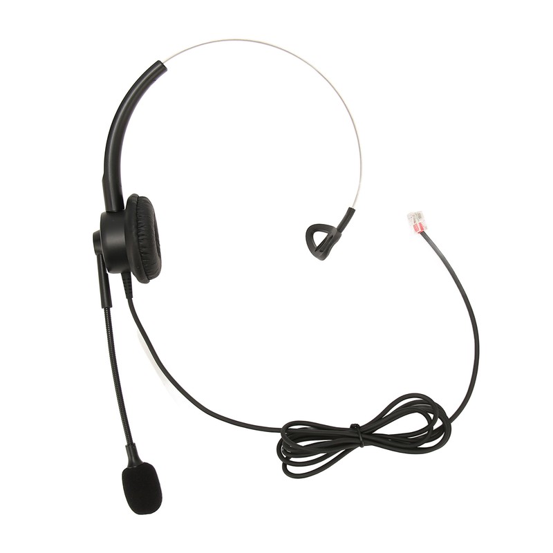 Telephone Headset Single Ear Professional Noise Canceling Adjustable Wired Phone