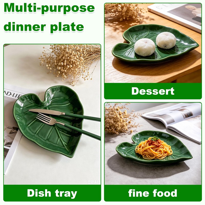 Leaf Ceramic Spoon Rest,Leaf Shaped Decorative Utensil Holder for Gift