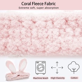 Cosmetic Hair Band – Pack of 2 Hair Bands for Make-Up, Elastic Soft Make-Up Headband for Women Girls, Rabbit Ears Hair Band for Spa, Beauty, Washing Face, Yoga, Sports, Beauty, Pink, Grey