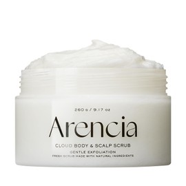 Arencia Fresh Cloud Sea Salt Body & Scalp Scrub (blanco) - Exfoliante, borrador de golpes para una piel suave y sedosa - Anticelulitis para tonificar la textura de la piel, ayuda al acné y el cabello, 260g
