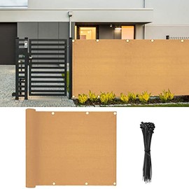 Fence Balcony Privacy Screen Cover, 3ftx16.4ft Outdoor Fence Shield Mesh Windscreen, Sun Shade UV-Resistant Visibility Reduction Fence Screen for Porch Deck Backyard Patio Garden (Beige)