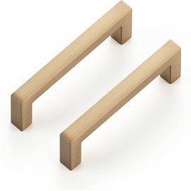 Ravinte Cabinet Handles Solid Slim Champagne Bronze 10 Pack 3 Inch Hole Center Square Bar Drawer Handles Kitchen Cabinet Pulls Drawer Kitchen Cabinet Hardware