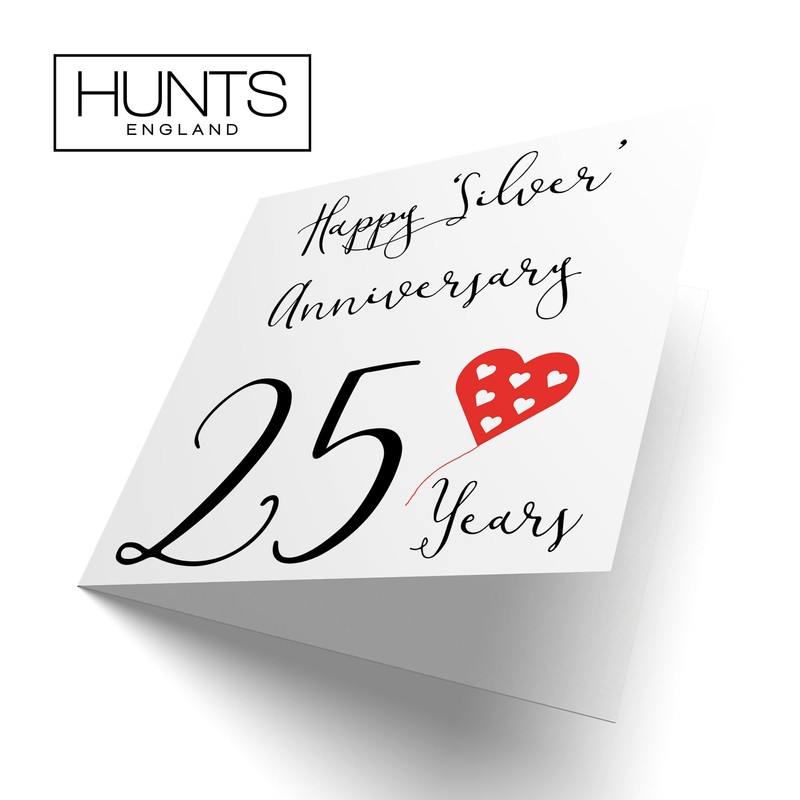 Hunts England - 25th Wedding Anniversary Card - Happy Silver