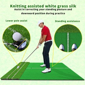 Golf Hitting Mat Set,2024 New Upgrade Thickening 5x4ft,Practice Indoor &Outdoor with Dual Turf,Auxiliary Line Teaching,Golf Training Mat for Backyard Driving Chipping Swing,Golf Gift