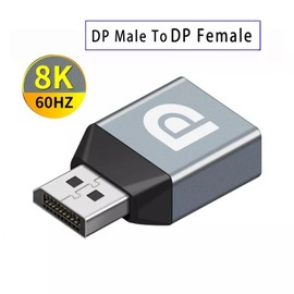 AYMBH 8K DisplayPort Female to Male Adapter - DP 1.4 Extender Connector with HDR, HDCP2.2, and 32Gbps Transmission for PC, Laptop, Monitor - Aluminium Alloy Shell, Backward Compatible with DP 1.3/1.2
