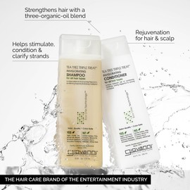 GIOVANNI Tea Tree Triple Threat Invigorating Shampoo & Conditioner Set - Travel Size, Cooling Peppermint, Eucalyptus, Rosemary, Helps Dry Scalp, Paraben Free, Moisturizes & Detangles - 2 oz (2 Pack)
