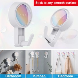 MENGCOOL Saugnapf Haken extra Stark, Saughaken Bad Ohne Bohren, Halten bis zu 5KG, Handtuchhalter Saugnapf Küche Badezimmer Haken für Glas Fenster, Fliesen (Dünner Haken-2 Stück)