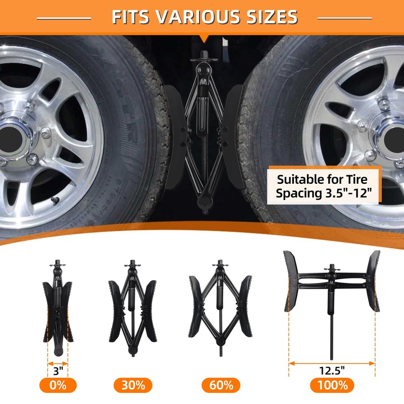 OULEME RV Tire Stabilizer, X-Shaped Wheel Chock for Dual Axle