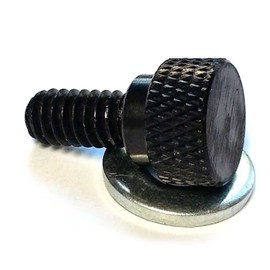 Tricktoppers Custom Billet Aluminum Knurled Fender Seat Bolt for 1996 - Up Harley Road Street Glide Dyna Sportster Softail 1/4-20 Thread Pitch - Vivid Black