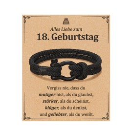 Happy 12th/13th/16th/18th Birthday Boys Braided Rope Bracelets with Saying Card, Stainless Steel
