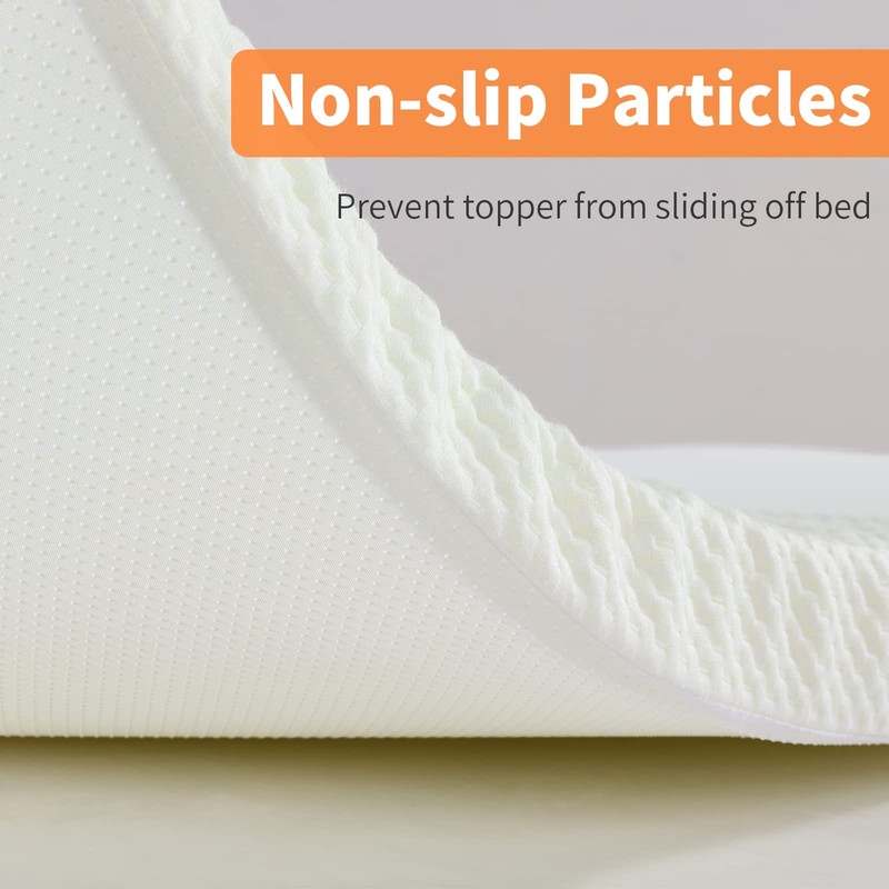 HOMBYS Memory Foam Bed Mattress Topper with Removable Cover, Massage