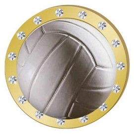 Crown Awards Volleyball Gold Rhinestone Pin, Gold Volleyball Pins, 100 Pack Prime