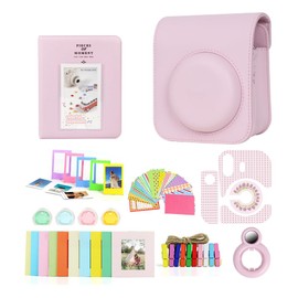 Generic 8 in 1 Gift Bundle for Instax Mini 12 Camera - Case, Album and Other Accessories for Polaroid Film and Photos (Pastel Pink)