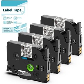 Vixic Label Maker Tape Clear TZ 12mm 0.47 Inch BZ Tapes for D210S H1100 D480BT P780BT E1000 P3200 Labeler Replacement Ptouch Label Tape TZe-131 TZe131 for PTD210 PTH100 PTD220 PT-H103W Label Maker