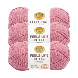 Lion Brand Yarn Feels Like Butta Soft Yarn for Crocheting and Knitting, Velvety, 3-Pack, Dusty Pink