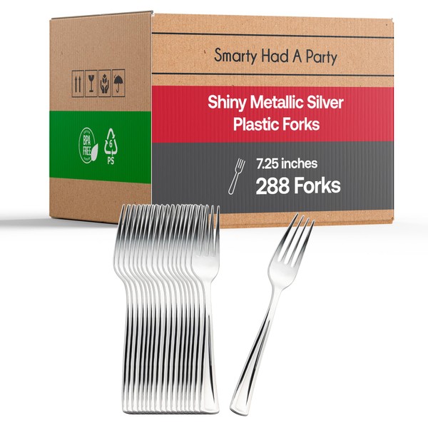 Plastic Silver Forks Heavyweight 288 Pcs - Disposable Fancy Silverware