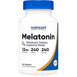 Nutricost Melatonina 12 mg, 240 tabletas - 12 mg por porción, sin OMG, sin gluten