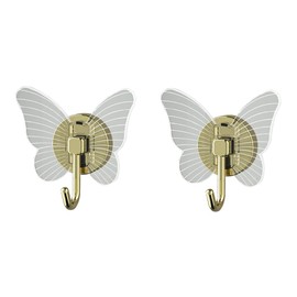Finyoffiy 2pcs Butterfly Hooks Decorative Wall Hooks Light Luxury High -Level Sense Hook Coat Rack Wall Mount Towel Hooks for Wall Hanging Decorations (Champagne Gold)
