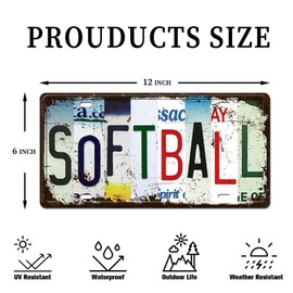 Vintage Metal Tin Signs Sports Wall Art Softball Wall Decor for Bedroom, Living Room, Home Bar or Club for Sports Lovers, 6x12 Inch License Plate