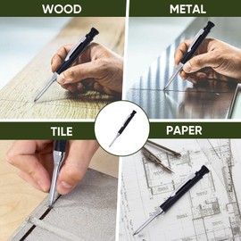 Solid Joiners Pencil, Mechanical Carpenter Pencil with 6 Pcs Refills, Heavy Duty Long Nose Nib Construction Pencils, Deep Hole Marker Woodworking Tools for Builders Architect