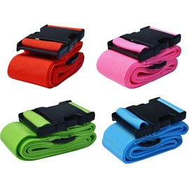 Luggage Straps For Suitcases, Adjustable Suitcases Straps, Suitcases Belt, Pack Of 4 Starps Red, Green, Pink And Blue