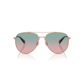 COACH Women's HC7169 Metal C Hardware Aviator Sunglasses, Shiny Rose Gold/Forest Grape Gradient, 57 mm
